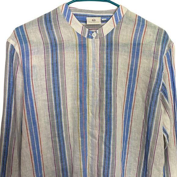 AG Adriano Goldschmied Shirt Womens S Linen Cotton Roll Tab Sleeve Coastal Beach - Picture 4 of 16